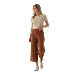 Jones New York JNY Rust Brown Wide Leg Crop Pintuck Pants Womens Small RN59478